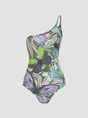 One-Shoulder Butterfly Print Bodysuit - Spring!